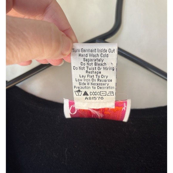 Quacker Factory Black Shirt Women's XL Jeweled Tunic 3/4 Sleeve‎ Top - Picture 3 of 6